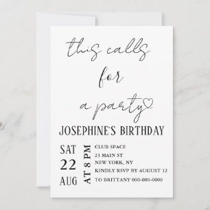 Minimalist Black and White Birthday Party Invitation