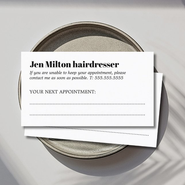 Minimalist Black and White Bold Hair Salon  Appointment Card (Creator Uploaded)