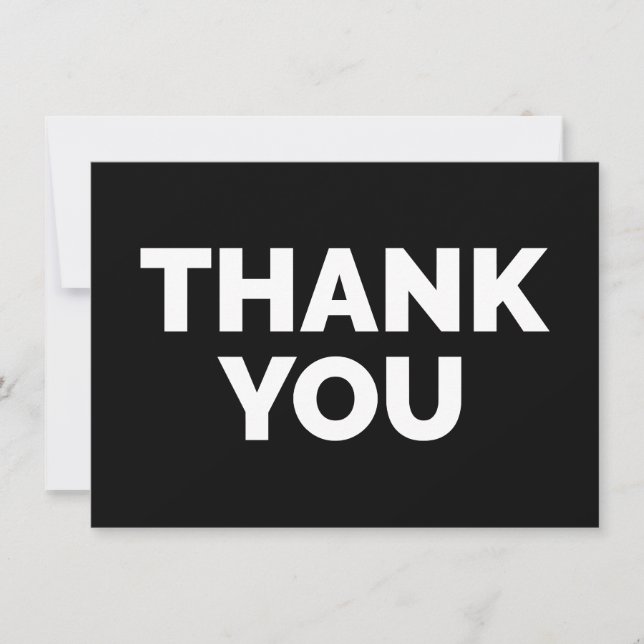 Minimalist Black and White Bold Text Thank You Card (Front)