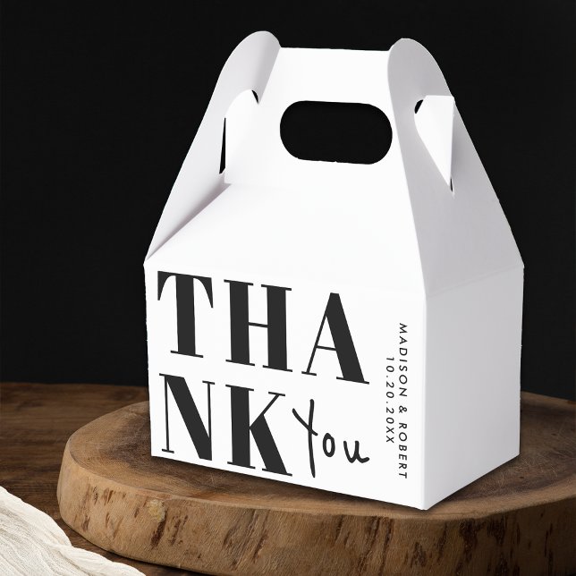 Minimalist Black and White Bold Thank You Wedding Favour Box (Creator Uploaded)
