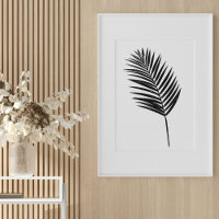 Minimalist Black and White Botanical Fern Drawing