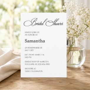 Minimalist Black and White Bridal Shower Invitation