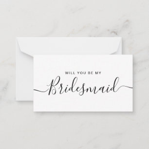 Minimalist Black and White Bridesmaid Proposal Card