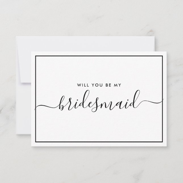 Minimalist Black and White Bridesmaid Proposal Invitation (Front)
