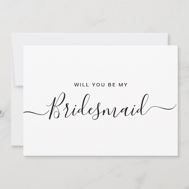 Minimalist Black and White Bridesmaid Proposal Invitation (Front)