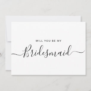 Minimalist Black and White Bridesmaid Proposal Invitation