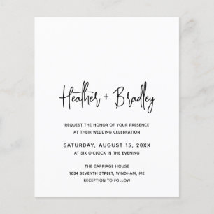 Minimalist Black and White Budget Wedding Invite