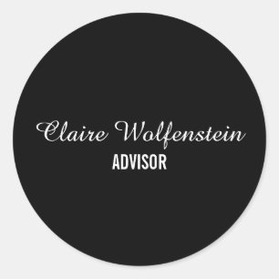 Minimalist Black and White Business Classic Round Sticker