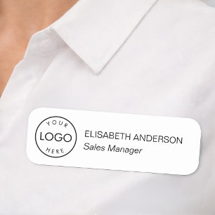 Minimalist Black and White Business Logo Employee Name Tag