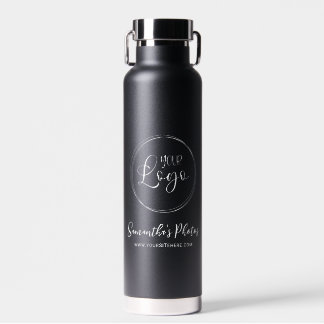 Minimalist Black and White Business Logo Promo Water Bottle