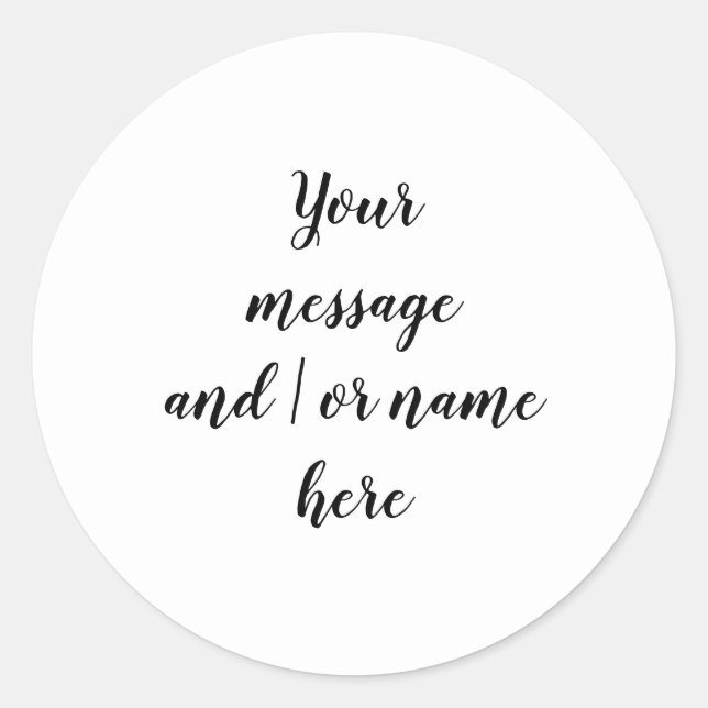 Minimalist Black and White Business Script Classic Round Sticker (Front)