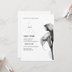 Minimalist Black and White Calla Lily Wedding Invi Invitation