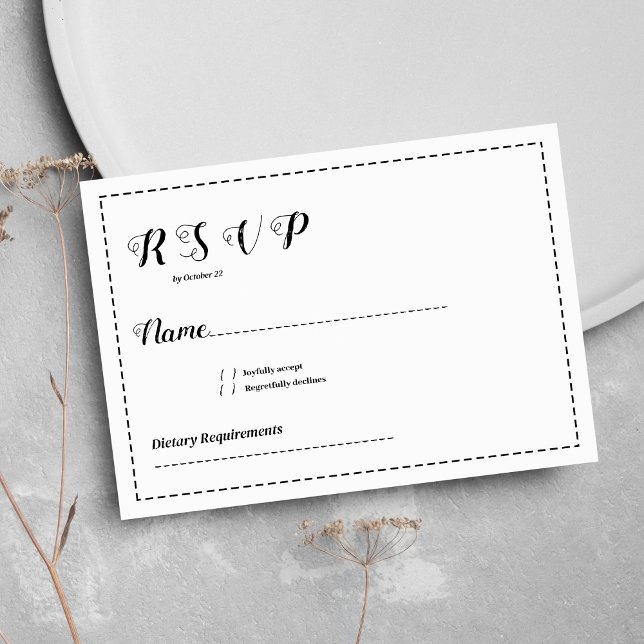 Minimalist black and white calligraphy RSVP Invitation (Minimalist black and white calligraphy RSVP )