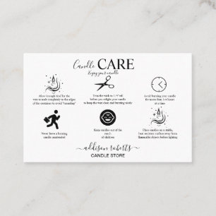 Minimalist Black And White Candle Care Business Card