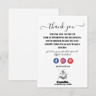 Minimalist Black And White Candle Thank You Card