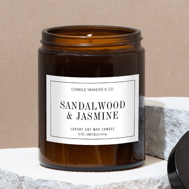 Minimalist Black and White Candles Packaging Label (Simple, yet elegant, candle labels in black and white featuring stylish fonts)
