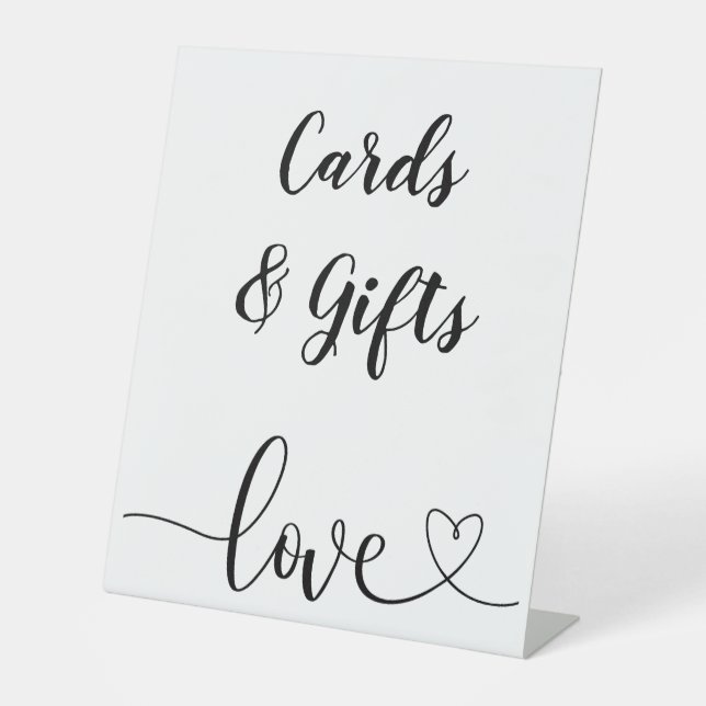 Minimalist Black and White Cards and Gifts Pedestal Sign (Front)