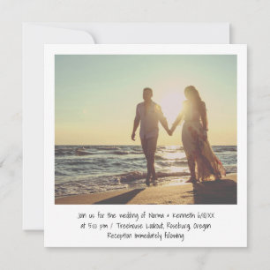 Minimalist Black and White Casual Photo Wedding Invitation