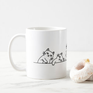 Minimalist Black and White Cat Lover Coffee Cup