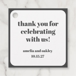 Minimalist Black and White Celebration Thank You Favour Tags