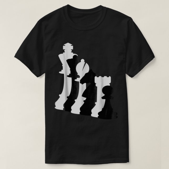 Minimalist Black and White Chess Art T-Shirt (Design Front)