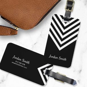Minimalist Black and White Chevron Luggage Tag