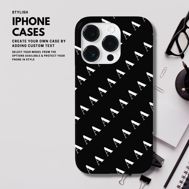 Minimalist Black and White Chic Initial Monogram Case-Mate iPhone Case (Creator Uploaded)
