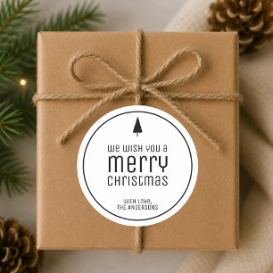 Minimalist Black and White Christmas Holiday Classic Round Sticker