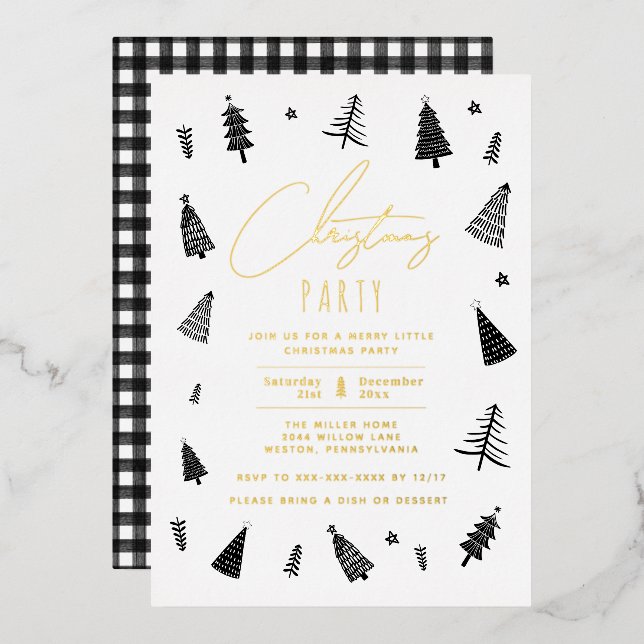 Minimalist Black and White Christmas Party  (Front/Back)