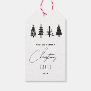 Minimalist Black and White Christmas Party Favours Gift Tags