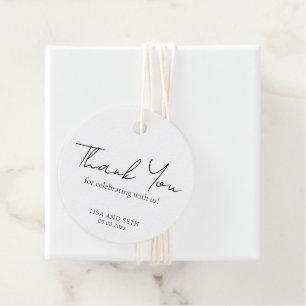 Minimalist Black and White Classic Wedding Favour Tags