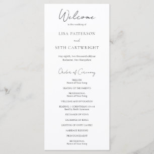 Minimalist Black and White Classic Wedding Programme