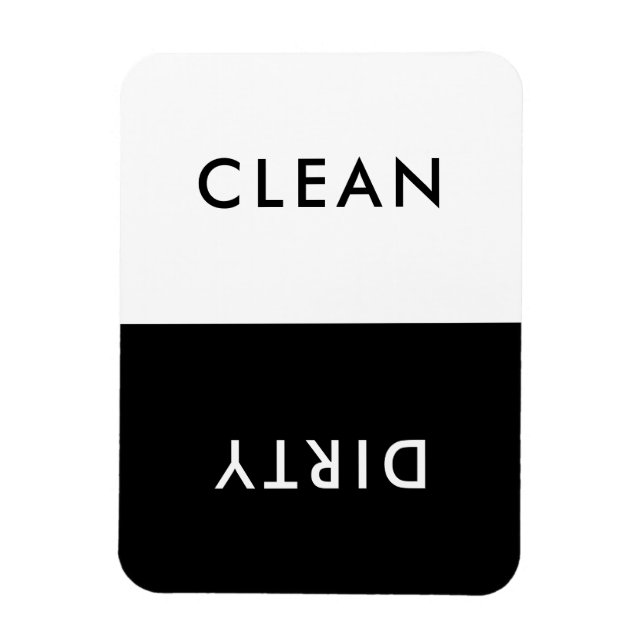 Minimalist Black and White Clean Dirty Dishwasher Magnet (Vertical)