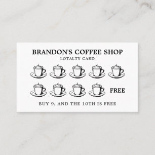 Minimalist Black and White Coffee Cup Loyalty Card