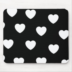 Minimalist Black and White Couple's Cute Valentine Mouse Mat