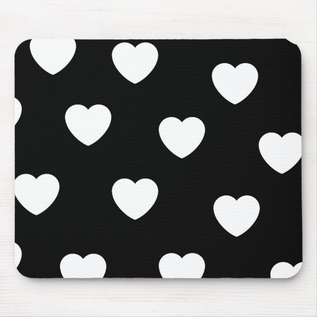 Minimalist Black and White Couple's Cute Valentine Mouse Mat (Front)
