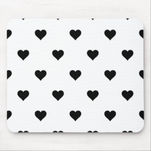 Minimalist Black and White Couple's Cute Valentine Mouse Mat