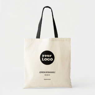 Minimalist Black And White Custom Business Logo Tote Bag
