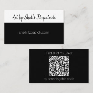 Minimalist Black and White Custom QR Code Business Card