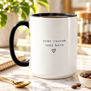 Minimalist black and white Custom Typewriter Text Mug