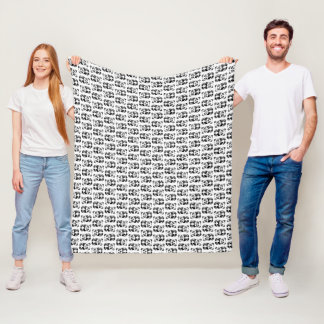 Minimalist Black and White Cute Panda Drawing Fleece Blanket