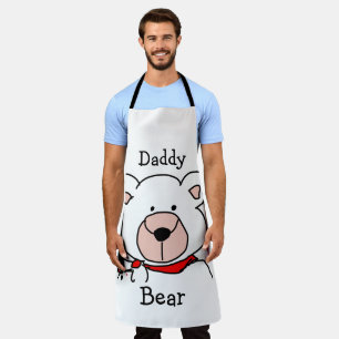 Minimalist Black and White Daddy Bear Apron