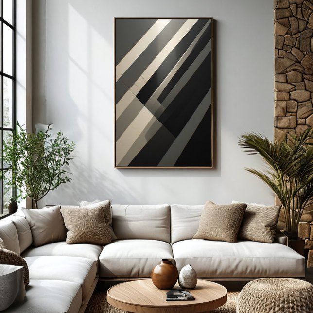 Minimalist Black and White Diagonal Stripes Poster (Creator Uploaded)