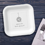 Minimalist Black and White Disco Ball Paper Plate<br><div class="desc">These trendy yet elegant,  black and white wedding or bridal shower paper plates feature a modern and minimalist style,  with handwritten script and classic text. A retro hand-drawn disco ball is featured in a subtle illustration.</div>