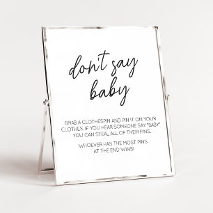 Minimalist Black and White Don't Say Baby  Poster
