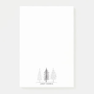 Minimalist Black And White Drawing Christmas Tree Post-it Notes