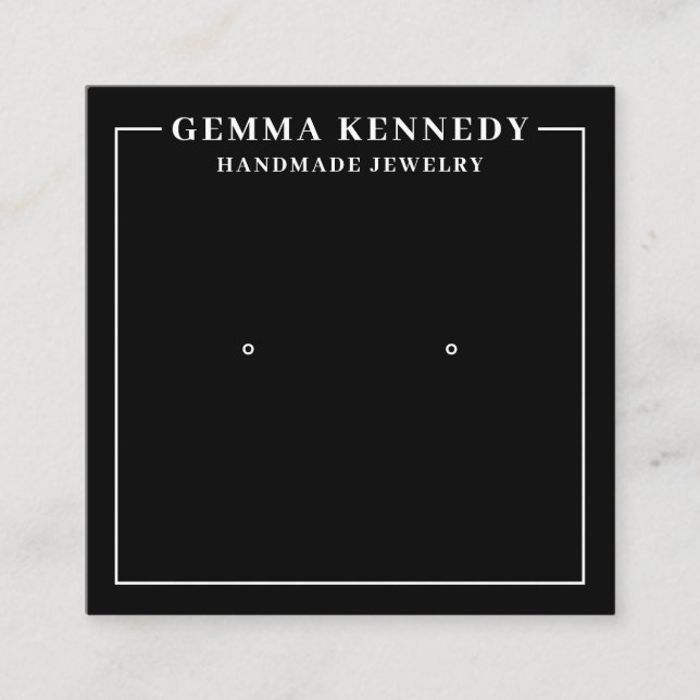 Minimalist Black and White Earring Display Card (Front)