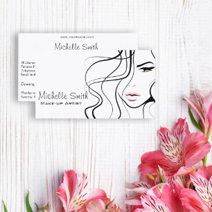 Minimalist Black and White Elegant Feminine Makeup Business Card