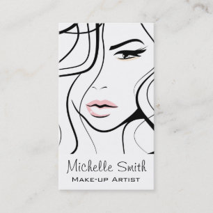 Minimalist Black and White Elegant Feminine Makeup Business Card