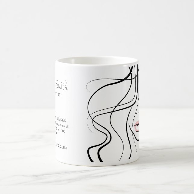 Minimalist Black and White Elegant Feminine Makeup Coffee Mug (Center)